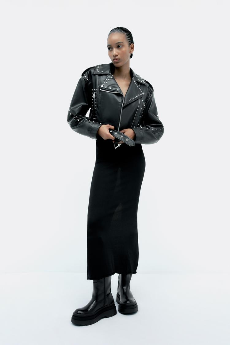 Zara studded biker jacket sales
